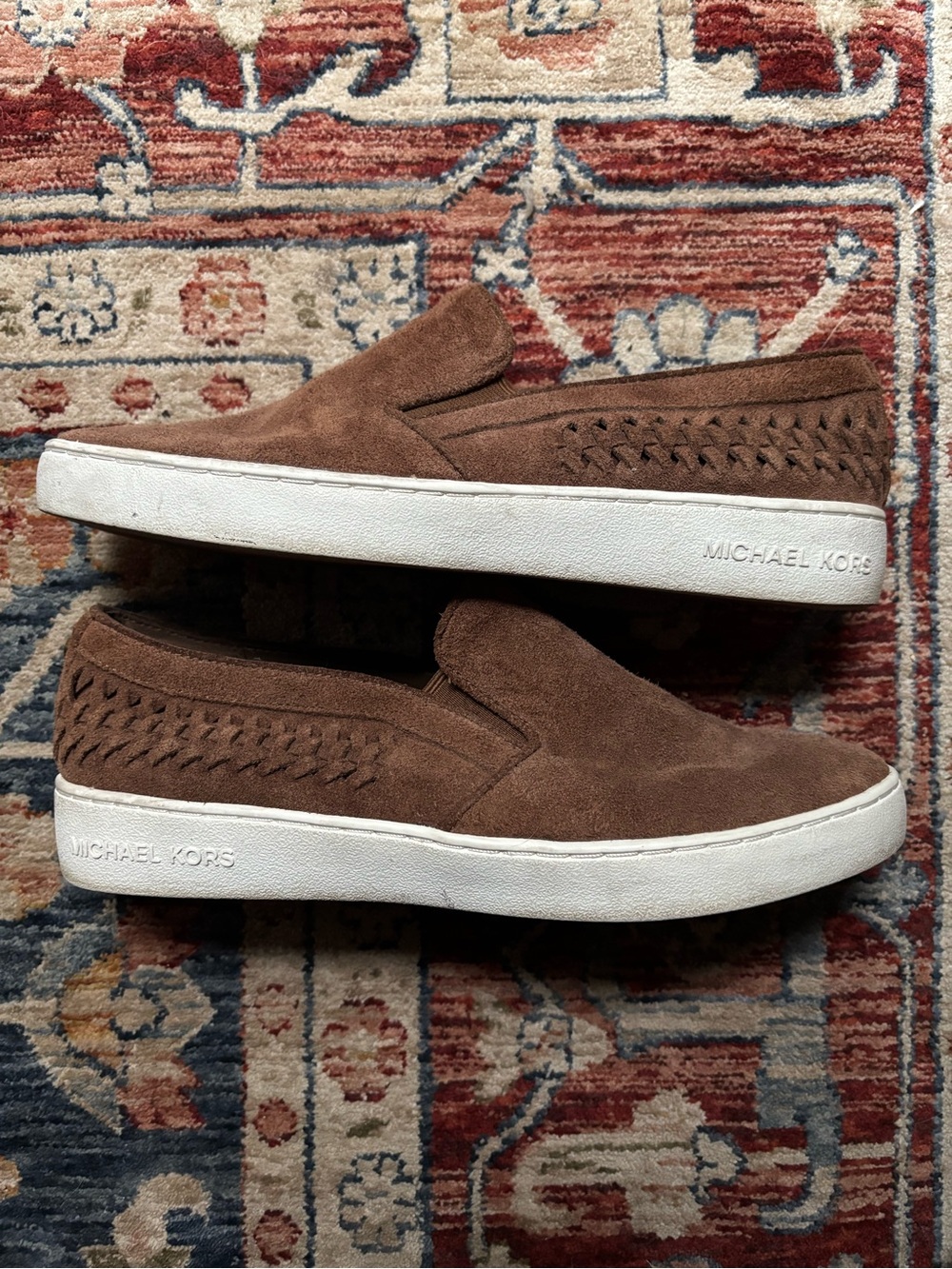 Michael Kors Brown Suede Braided Slip-On Sneakers Women’s Size 9